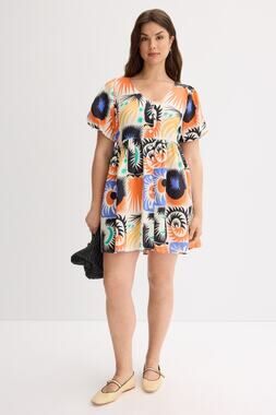 Untitled in Motion SzM Multicolor Boho Art Print Lillian Short Sleeve Mini Dress